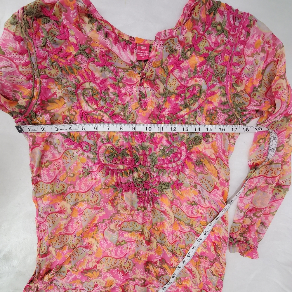 Raj Embroidered 100% Silk Tunic or Swim Coverup - Picture 9 of 11